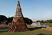 Ayutthaya, Thailand. Wat Chaiwatthanaram, the chedi at the N-W corner of the temple precint facing the river. 